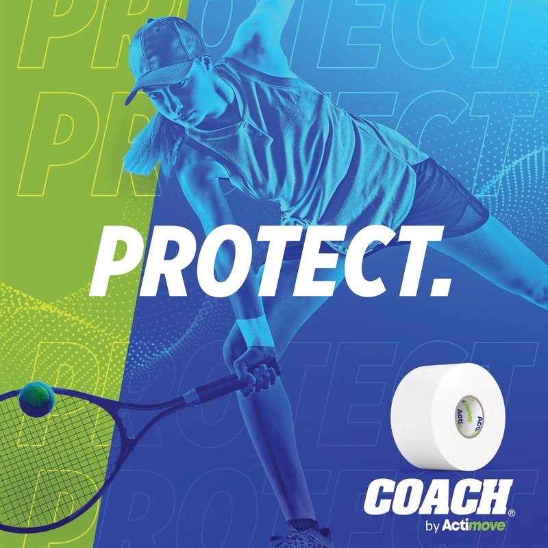 Coach by Actimove Athletic Tape, Sprains and Injuries Protection, Breathable, Hand-tearble, Sports Tape, Multi-Sport use, 1.5 in x 10 yd, 1 Roll