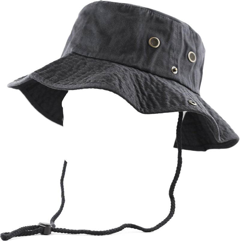 Cotton Stone-Washed Safari Bucket Hat - Wide Brim, Foldable & Double-Sided | Sun Protection