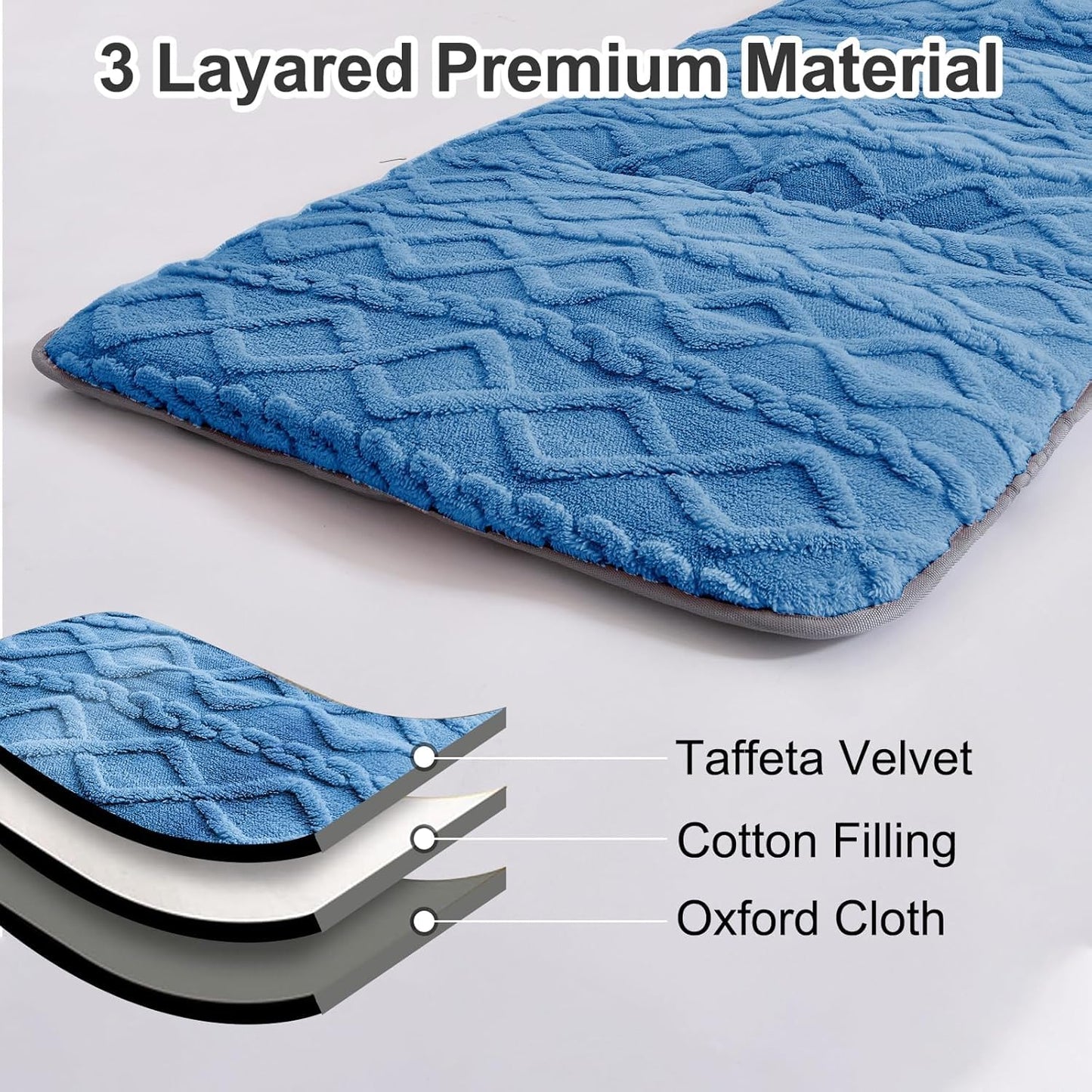 Wamsound Folding Camping Cot Pad - Portable & Comfortable Outdoor Sleeping Mat with Elastic Strap, Lightweight Waterproof Bottom Mattress Pad (75" x 28", Blue)