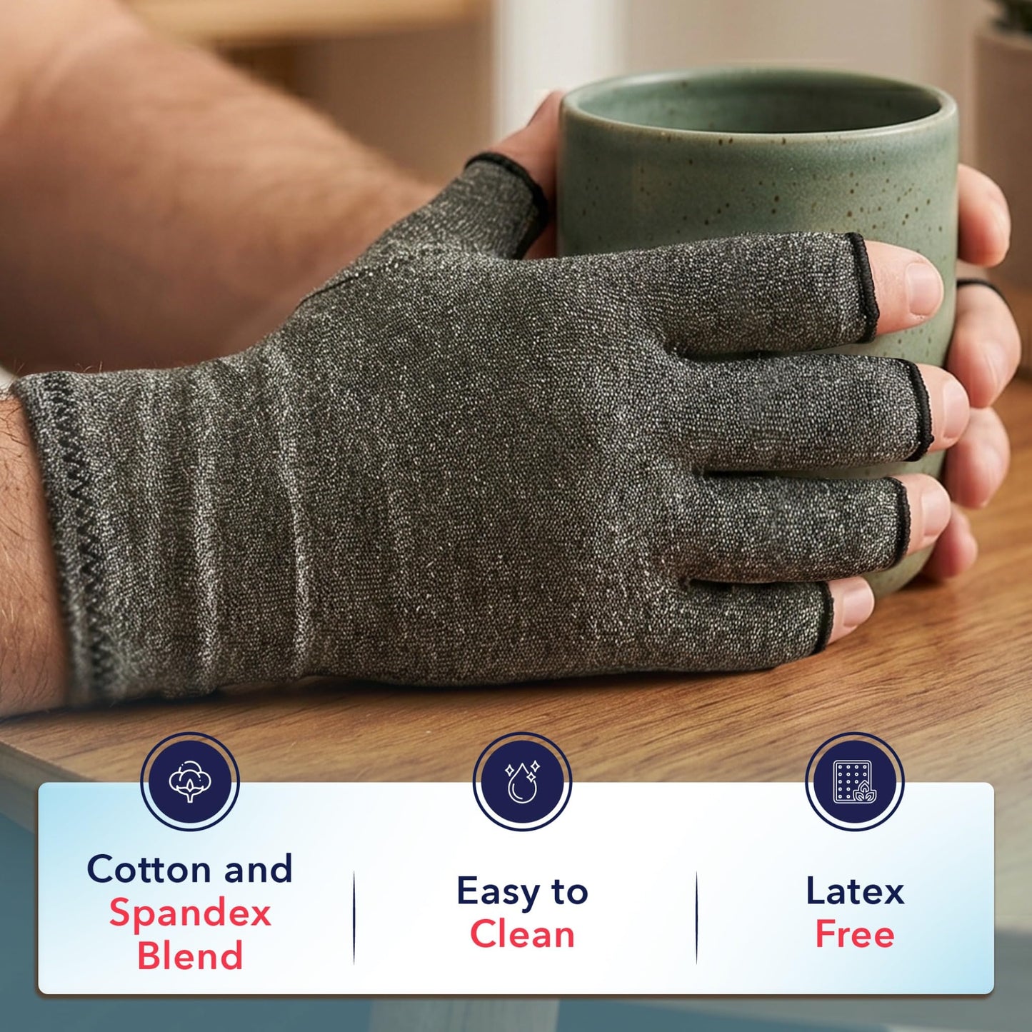 Doctor Developed Compression Gloves for Women and Men/Open-Finger Arthritis Gloves/Typing Gloves/Hand Compression Gloves for Arthritis & Carpal Tunnel, With Doctor Handbook (Grey, S)