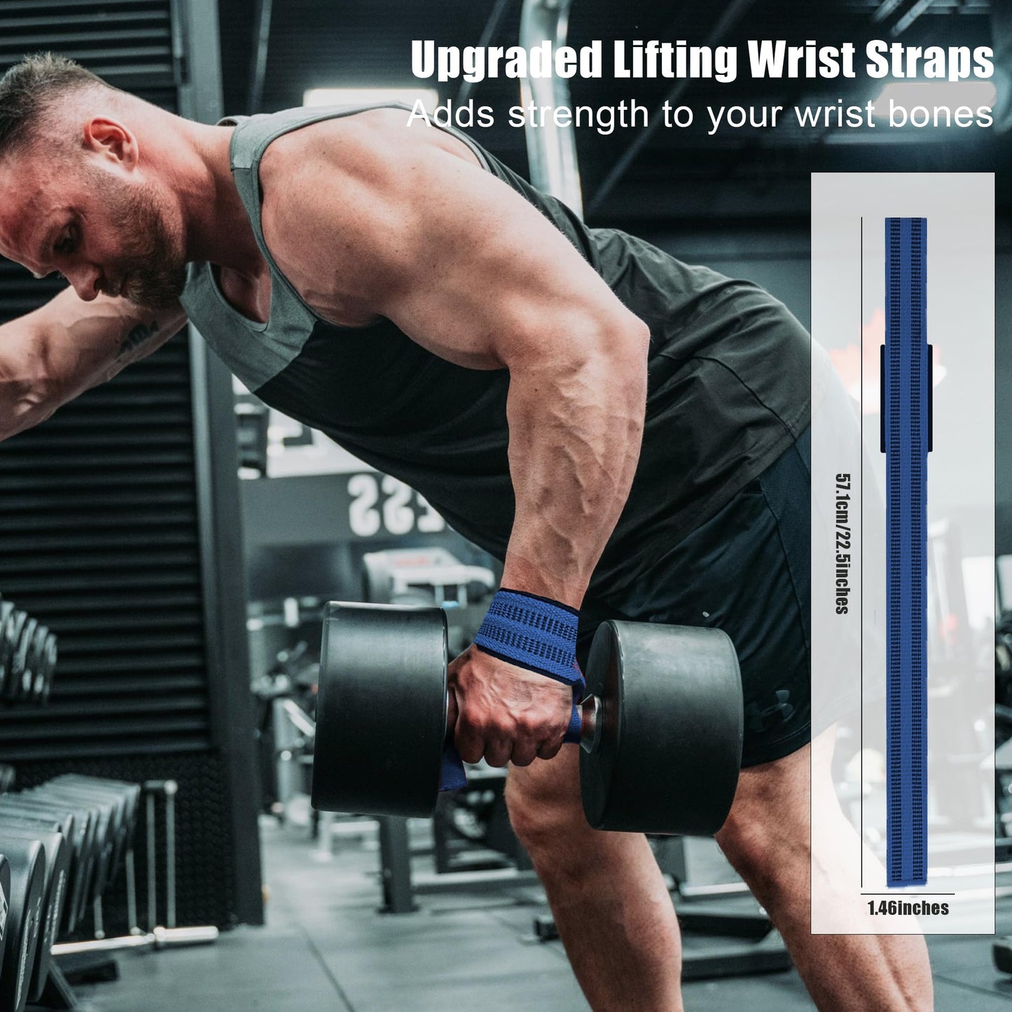 4 Pack Lifting Wrist Straps for Weightlifting, Lifting Straps for Gym Strength Training,Deadlifts,Workout, Men & Women Neoprene-padded Wrist Cushion Cotton Lift Straps with Anti-Skid Silicone -Blue