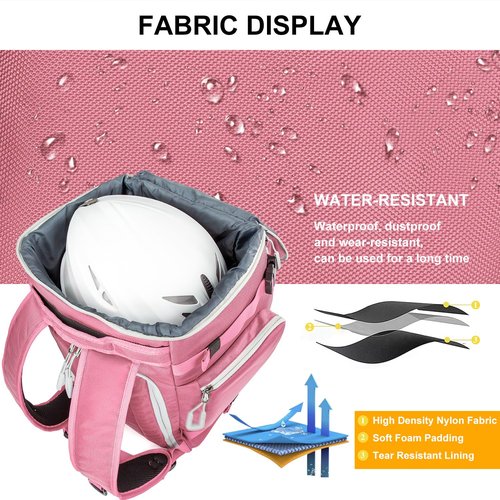 Lunidry Ski Boot Bag, 65L Waterproof Ski Bag & Snowboard Boot Bag, Travel Backpack for Skis Snowboard Helmet Goggles & Accessories