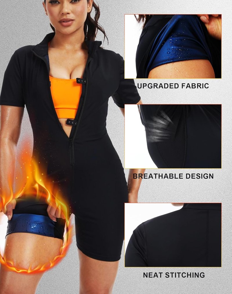 Full Body Sauna Suit for Women - Weight Loss Sweat Jumpsuit | Waist Trainer for Lower Belly Fat