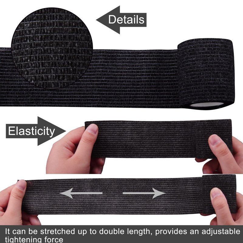 BQTQ 108 Rolls Self Adhesive Bandage - 2 Inch Black Self Stick Bandage Tape - Athletic Wraps for Wrist & Ankle - Swelling & Sprains (Black)