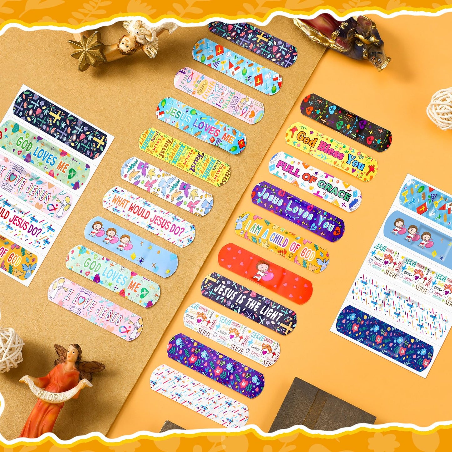 Geiserailie 200 Jesus Bandages Kids Bulk Christian Bible Verse Scripture Fun Bandages Christmas Gifts Cute Christian Religious Church Party Favors Sunday School Supplies, 20 Style