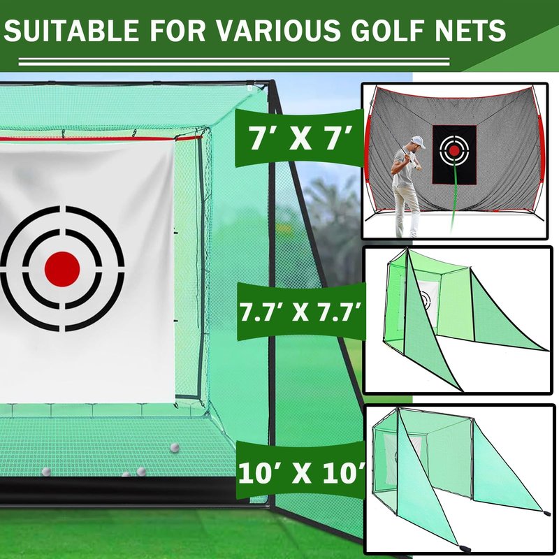 Obokidlyamor 2PCS Green Golf Triangle Side Net with Sandbags; Shank Net Barrier Net for Golf Driving Cage Frame (10' X 10')