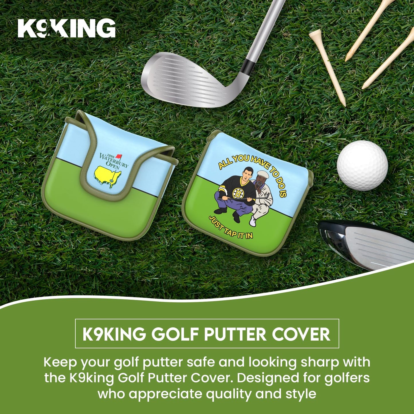 Golf Putter Cover, Protective Golf Club Covers and Mallet Putter Headcover for Odyssey, Magnetic Closure Golf Blade Putter Cover (Tap Tap TapaRoo Putt Cover)