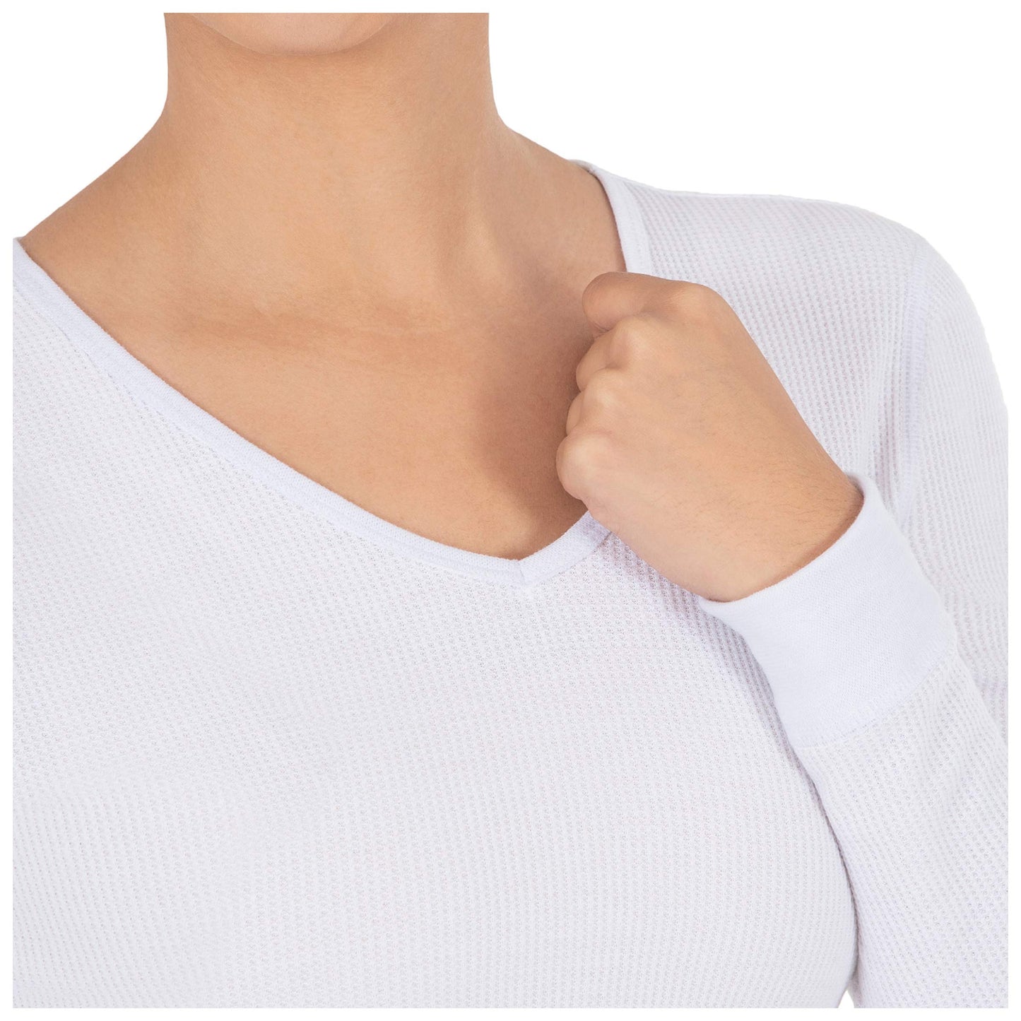 Fruit of the Loom Women's Micro Waffle Thermal V-Neck, White, X-Large