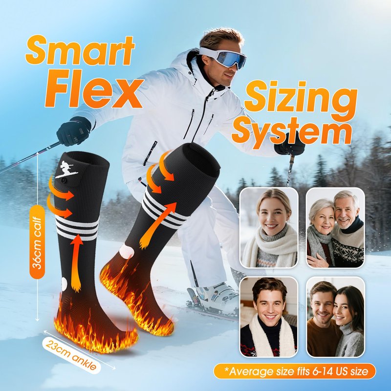 AI Heated Socks for Men Women,20000mAh Rechargeable Battery Electric Socks Up to 16 Hours Washable Heating Socks for Camping Skiing Motorcycle Driving Hiking Outdoor Working
