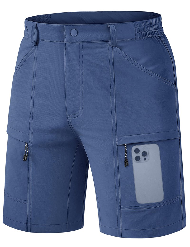 TACVASEN Men's Hiking Shorts 10" Dry Fit Lightweight Waterproof Shorts Casual Outdoor Golf with 5 Pockets Summer Blue Grey 40