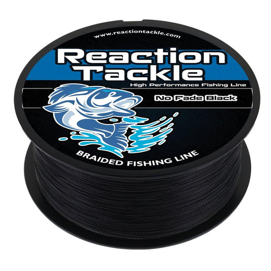 Reaction Tackle Braided Fishing Line - Pro Grade Power Performance for Saltwater or Freshwater Fish - Colored Fishing Line Braid for Extra Visibility - No Fade Black 25 Lb (1000 Yards)