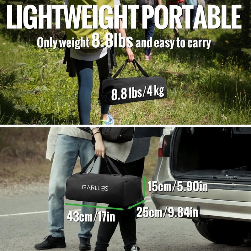 GARLLEN Folding Camping Table, 2-Height Adjustable Portable Roll-up Camping Table with Storage Net, Lightweight Aluminum Picnic Table with Carrying Bag for Cooking, BBQ, Outdoor, 32.2" L x 15.7" W