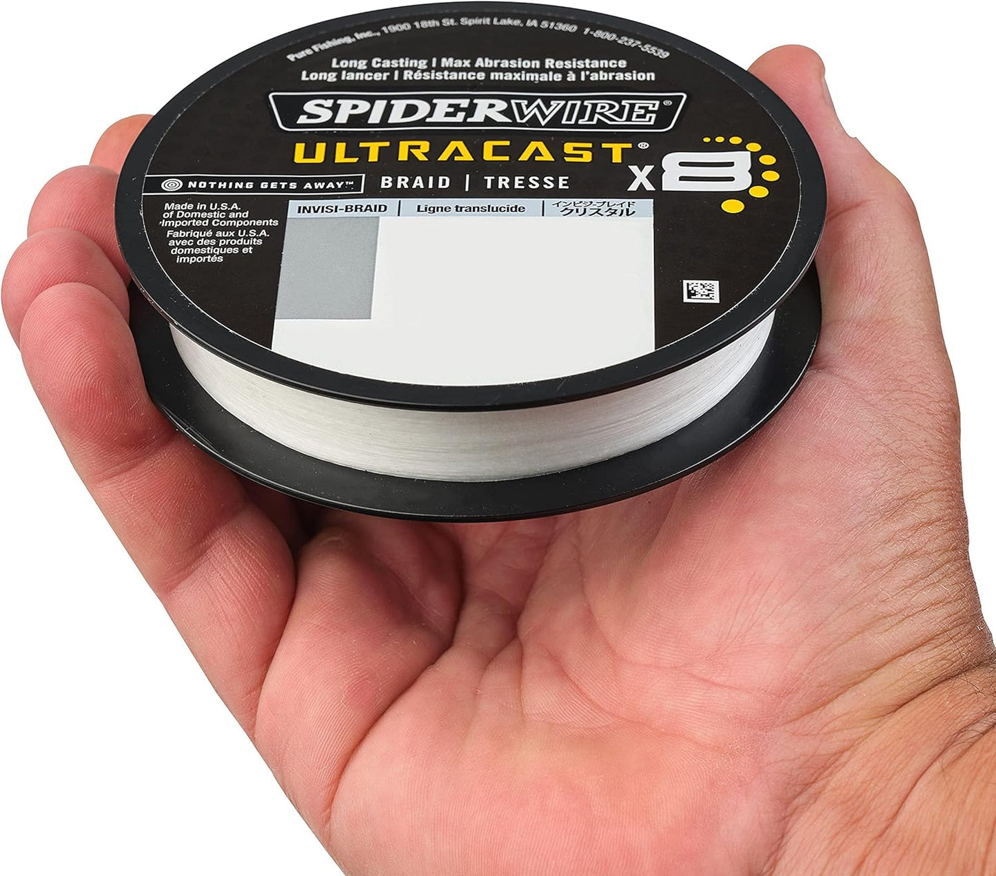 SpiderWire Ultracast Braid - 30lb Translucent Braid with 50lb Clear Fluorocarbon Leader | 164yd/150m Spool