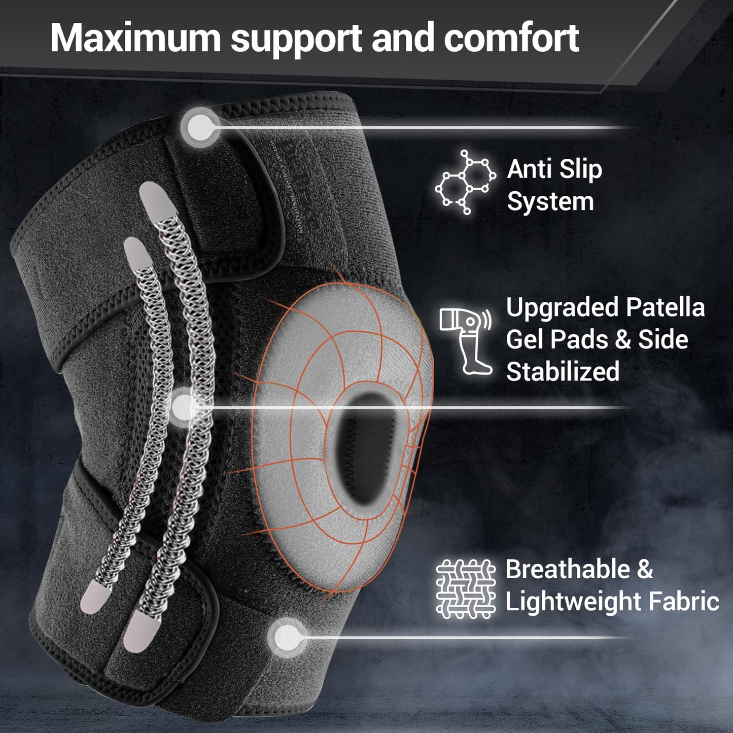 DR. BRACE ELITE Knee Brace with Side Stabilizers & Patella Gel Pads for Maximum Knee Pain Support and fast recovery for men and women-Please Check How To Size Video (Pluto, XX-Large)