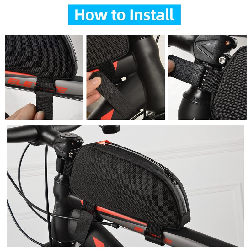 VENFOREST Bike Top Tube Bag Waterproof Bicycle Front Frame Bag Top Tube Bike Pouch for Road Mountain Bicycle Outdoor Cycling Travel Hiking