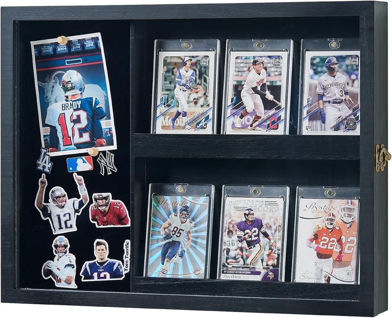 Card Display Cases for Graded Sports Cards - UV Protection, 6-Card Holder | Wall or Countertop Frame for Baseball, Basketball, Football