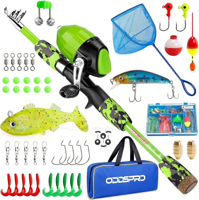 Kids Fishing Pole - Portable Pink Telescopic Rod & Reel Combo Kit | Spincast Fishing Reel & Tackle Box for Girls