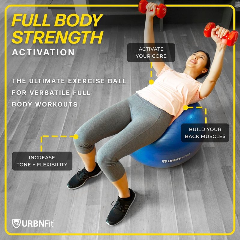 URBNFit Exercise Ball - Anti-Burst Yoga Ball for Stability & Pregnancy | Fitness Ball Chair for Home or Office