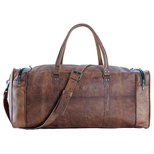 21 Inch Vintage Leather Duffel Travel Gym Sports Overnight Weekend Duffle Bags for men and women