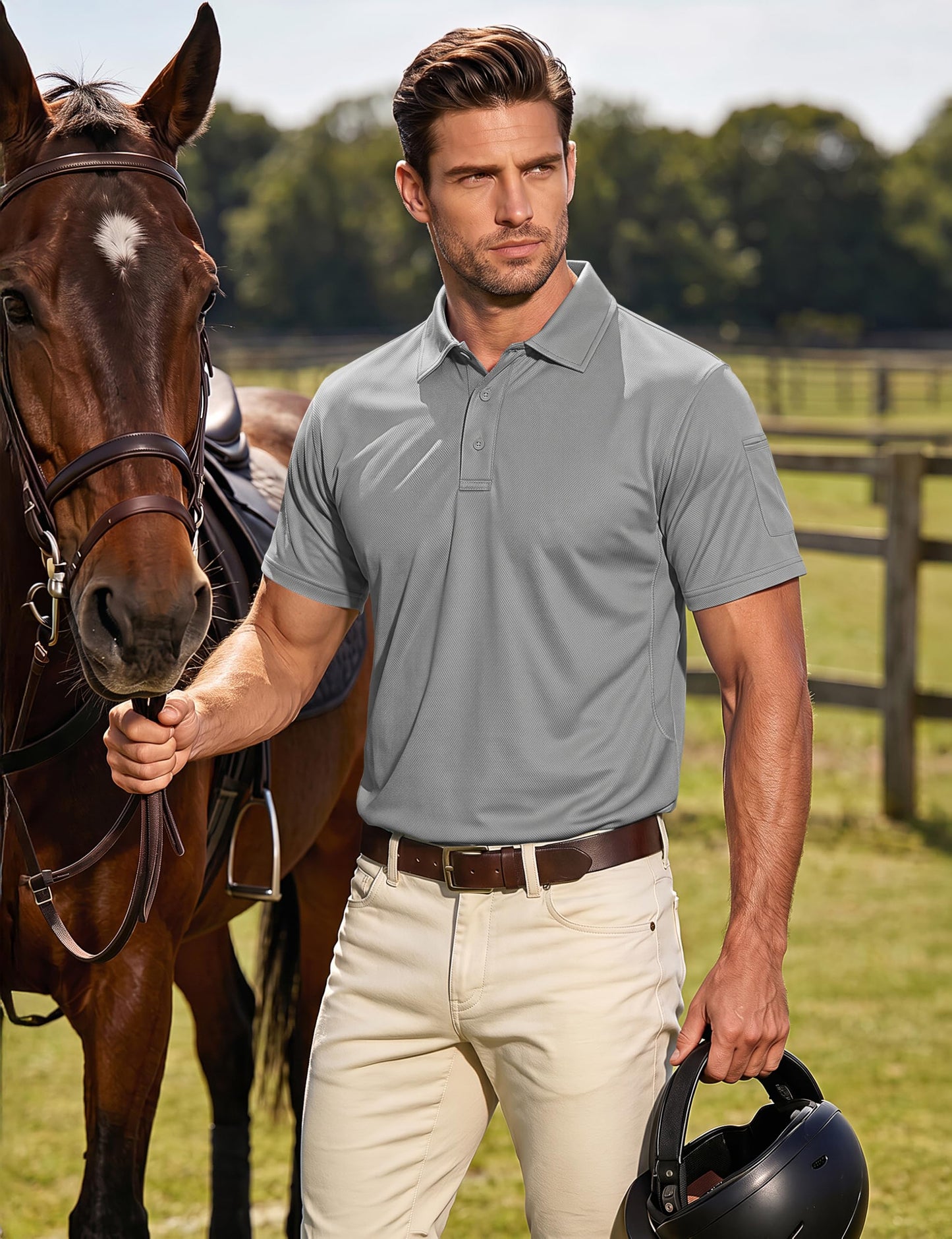 MAGCOMSEN Work Shirts for Men Golf Shirts Fishing Shirts Casual Shirts Quick Dry Shirts Golf Polo Shirts Light Grey XL