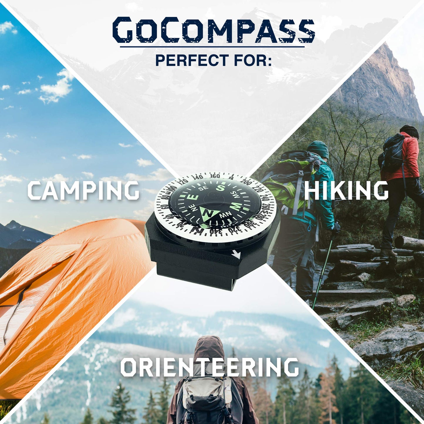 Sun Company GoCompass - Micro Orienteering Wrist Compass | Watch Band or Paracord Bracelet Compasses with Rotating Bezel