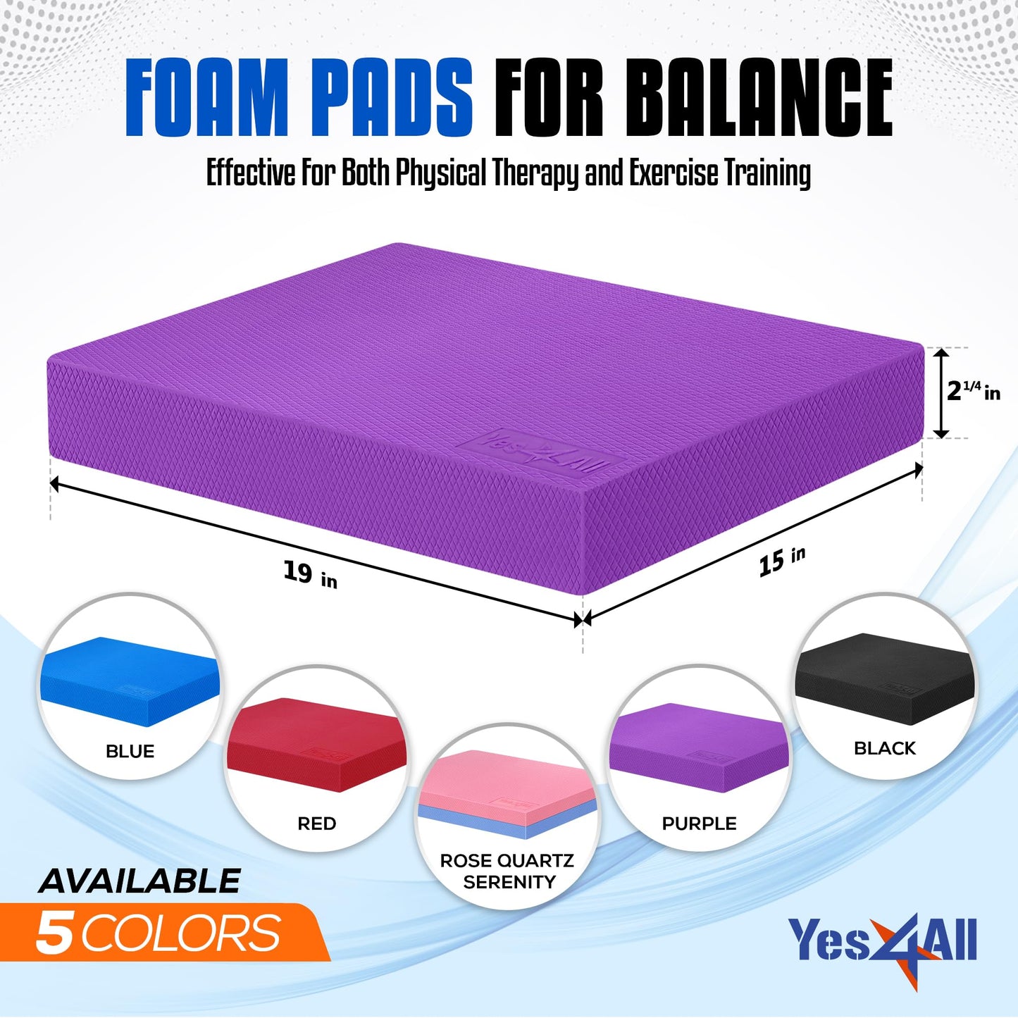 Yes4All Upgraded Size Foam Pad for Exercise, Non-slip Foam Balance Pad Physical Therapy, Yoga & Stability Training Balance Mat