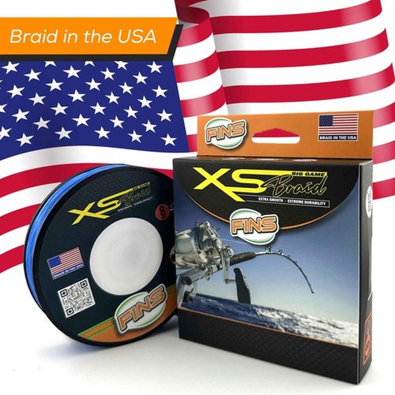 FINS XS Big Game Braid - USA Made - 8-End Round Abrasion Resistant Braided Fishing Line for Freshwater/Saltwater Trolling and Bottom Fishing - Green - 80 lb - 500 Yds