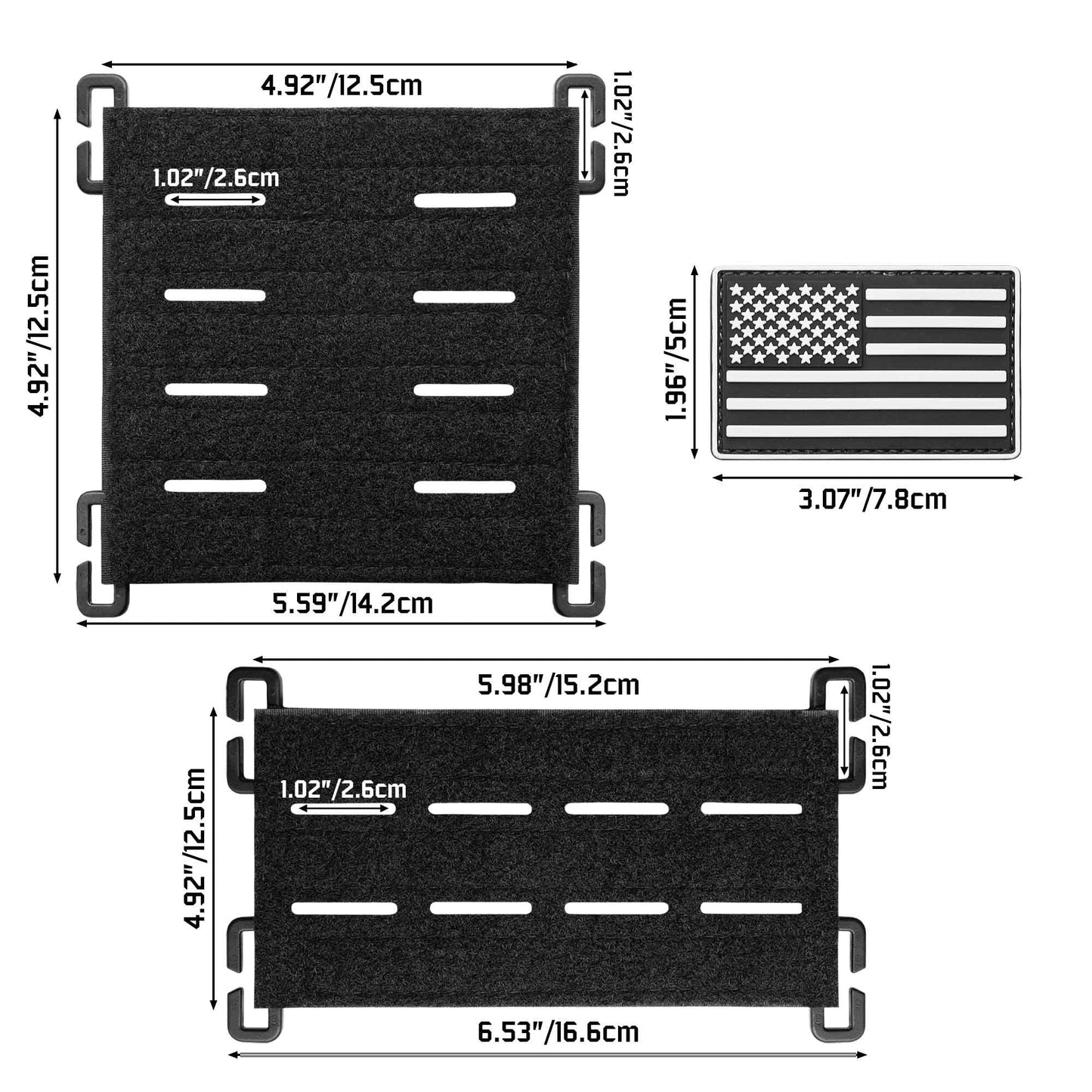 Molle Hook & Loop Tactical Pad Panel Attachment,2 Pack Laser Cutting Molle Patch Display Holder Adapter for Backpack