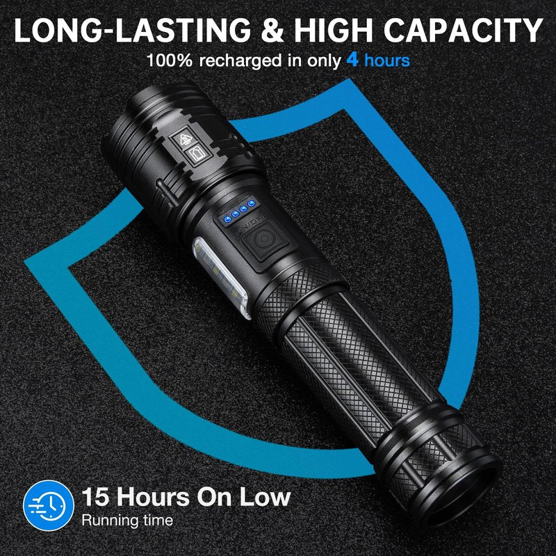 ECLINCO Flashlight Rechargeable 990,000 High Lumens, 2 Pack Super Bright Flash Light with 7 Modes, Waterproof Powerful Linternas, Multifunctional Handhedl Torch for Camping, Home