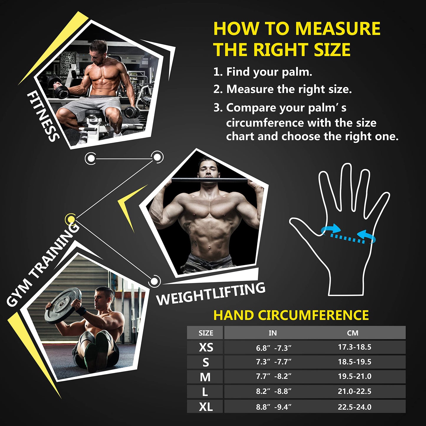 ihuan New Weight Lifting Gym Workout Gloves Men & Women, Partial Glove Just for The Calluses Spots, Great for Weightlifting, Exercise, Training, Fitness… (Black, S)