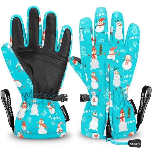 Andake Waterproof &Breathable Kids Snow Gloves 2-10Y Toddler Winter Warm Ski Gloves Kids Mittens for Boys Girls