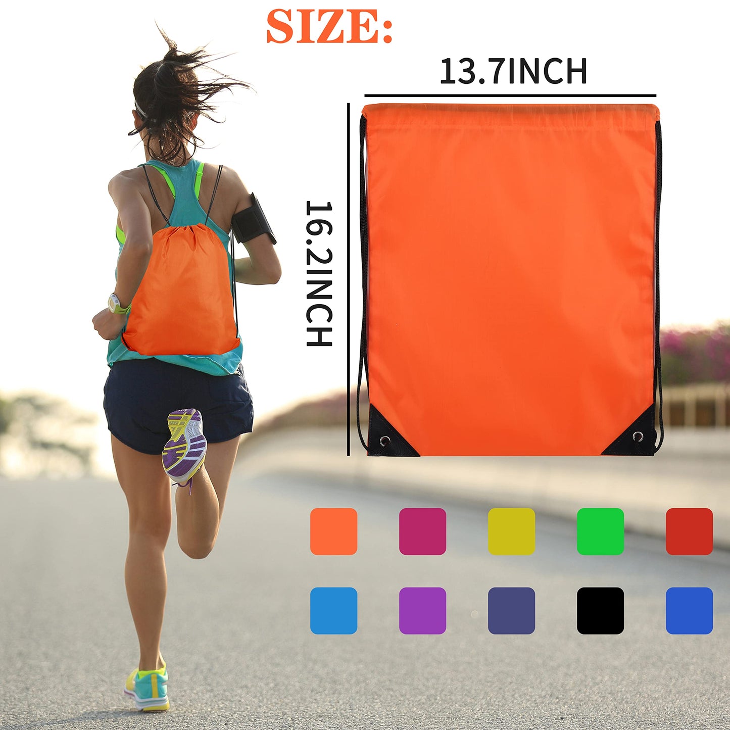 Topspeeder 10 Colors Drawstring Backpack Bags Sack Pack Cinch Tote Sport Storage Polyester Bag for Gym Traveling