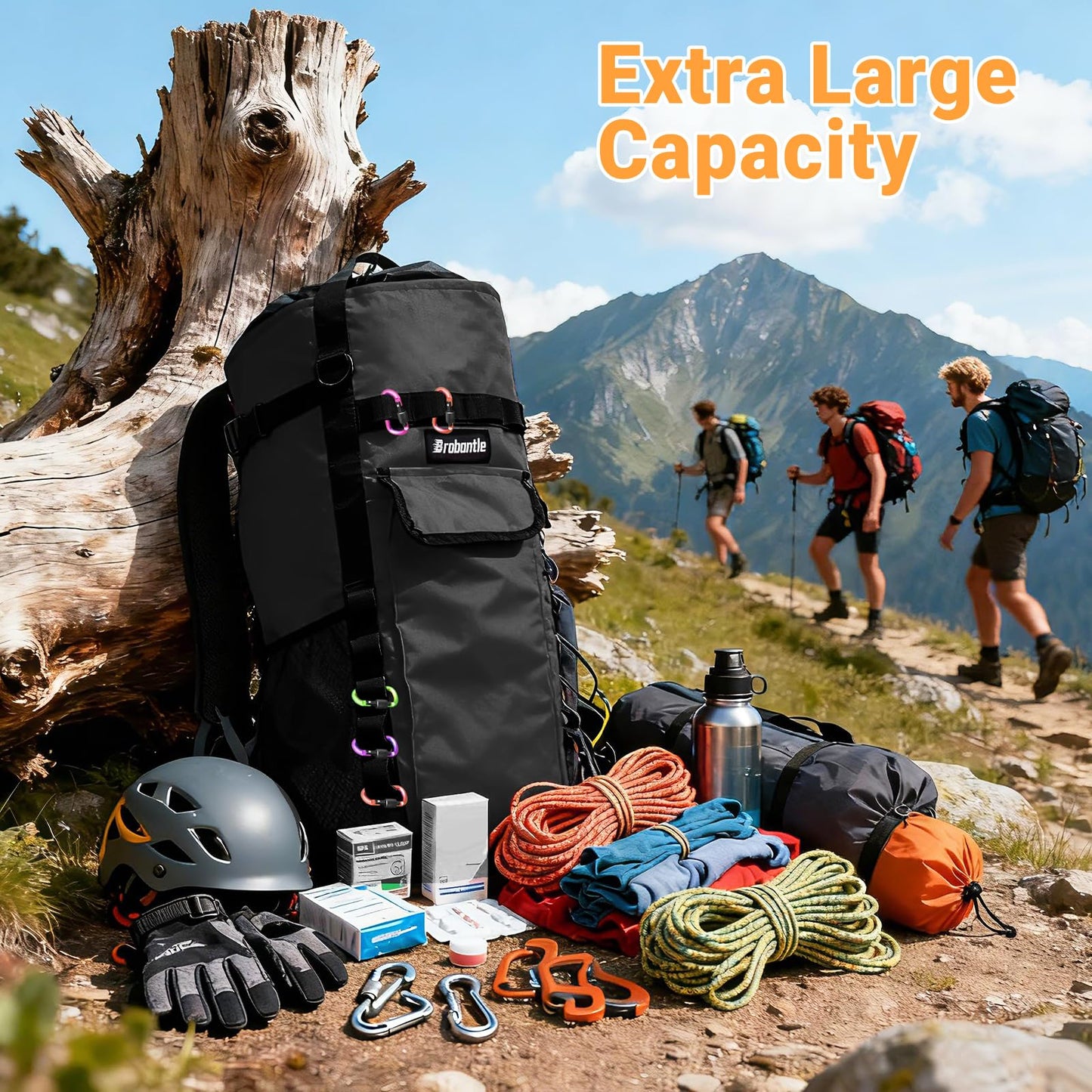 Brobantle Climbing Rope Bag,Large Capacity Arborist Rope Storage Bag,Waterproof Oxford Tree Rock Climbing Rope Backpack,Outdoor Climbing Gear Storage Bag with Hand Straps
