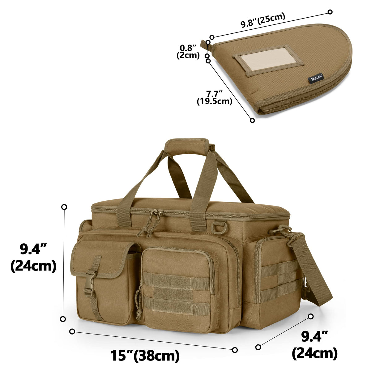 DSLEAF Tactical Pistol Range Bag with 4 Pistol Cases, Padded Gun Duffle Range Bag with 16X Magazine Slots and Extra Pockets for Ammo and Essentials (Patent Design)