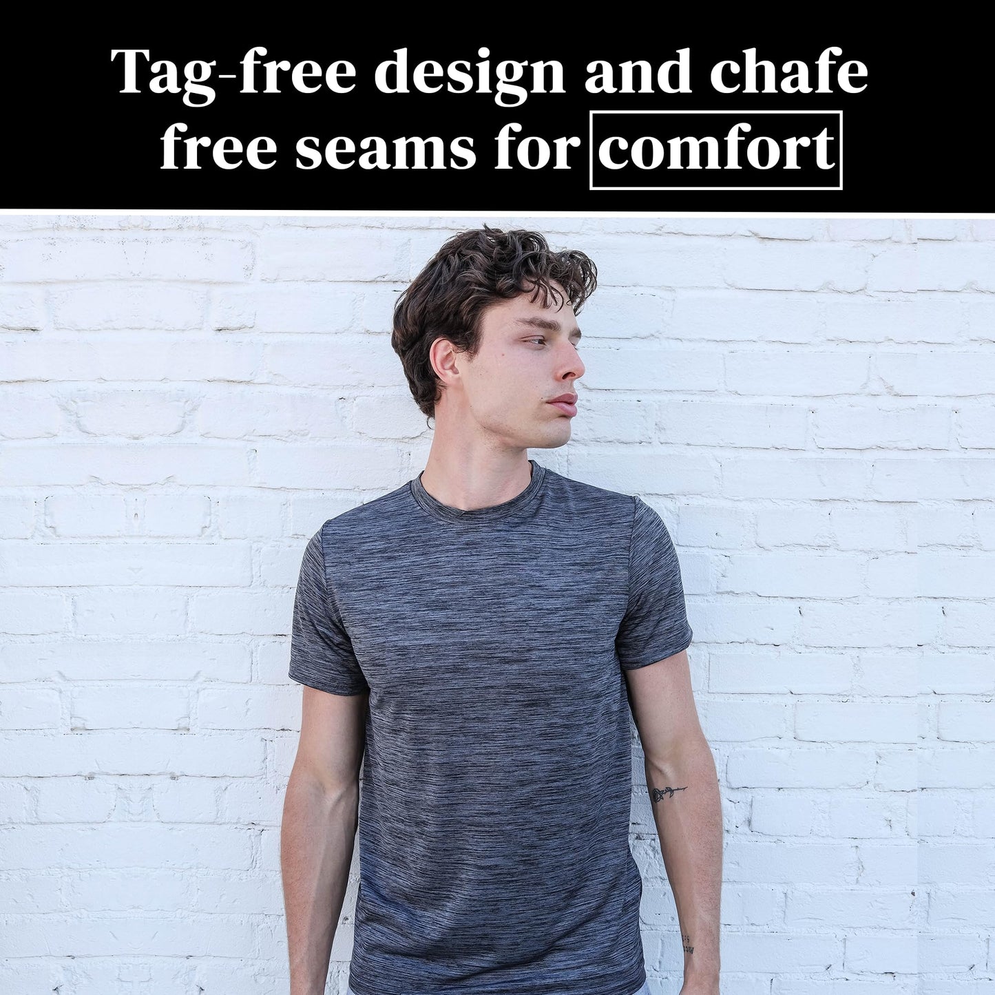 [5 Pack] Men’s Workout Short Sleeve Dry Fit T Shirts Quick Dry Active Athletic Crewneck Running Gym Moisture Wicking Tee Tops