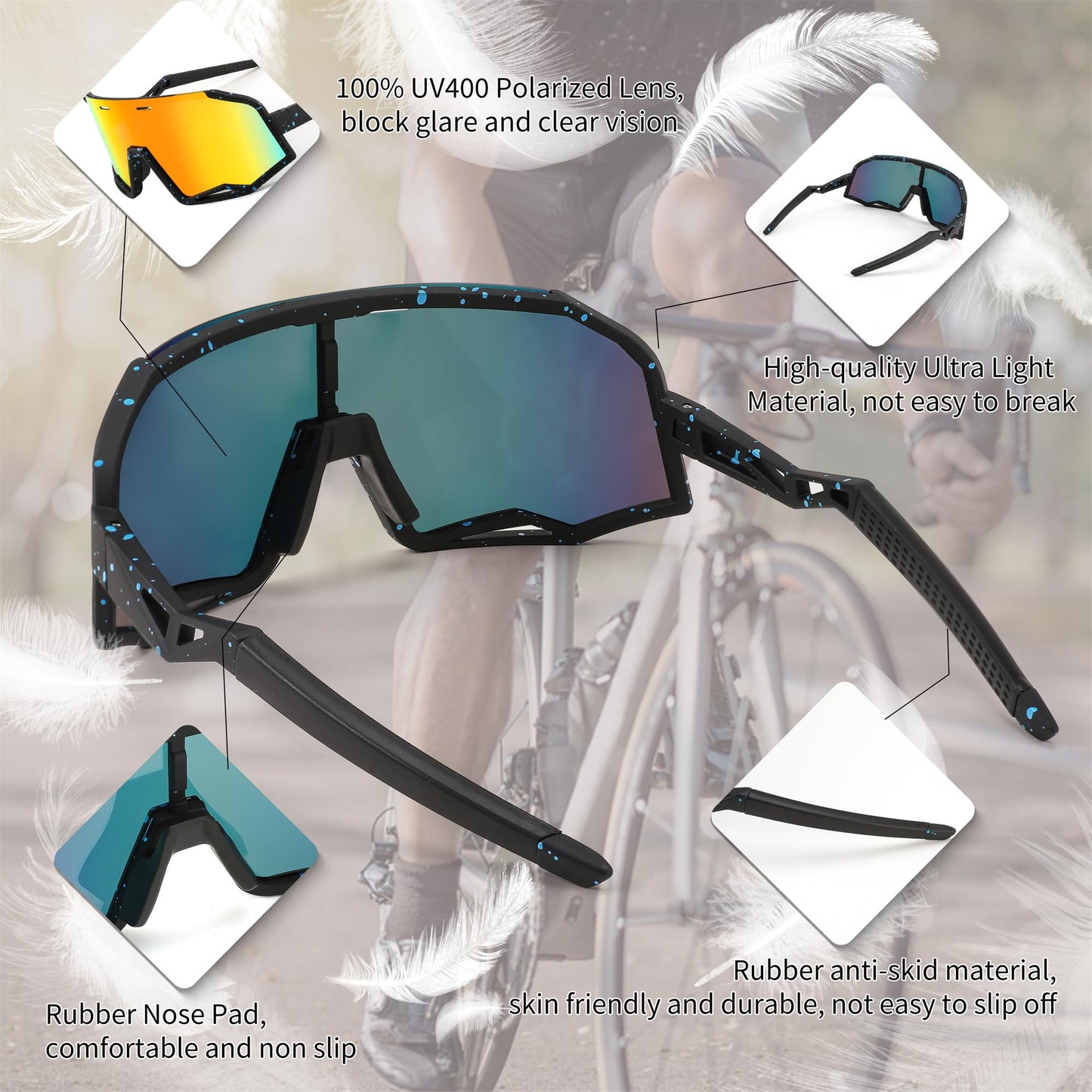 FEISEDY Polarized Cycling Sunglasses Women Men Outdoor Sports Sunglasses Baseball Running Biking Fishing Sunglasses B2994