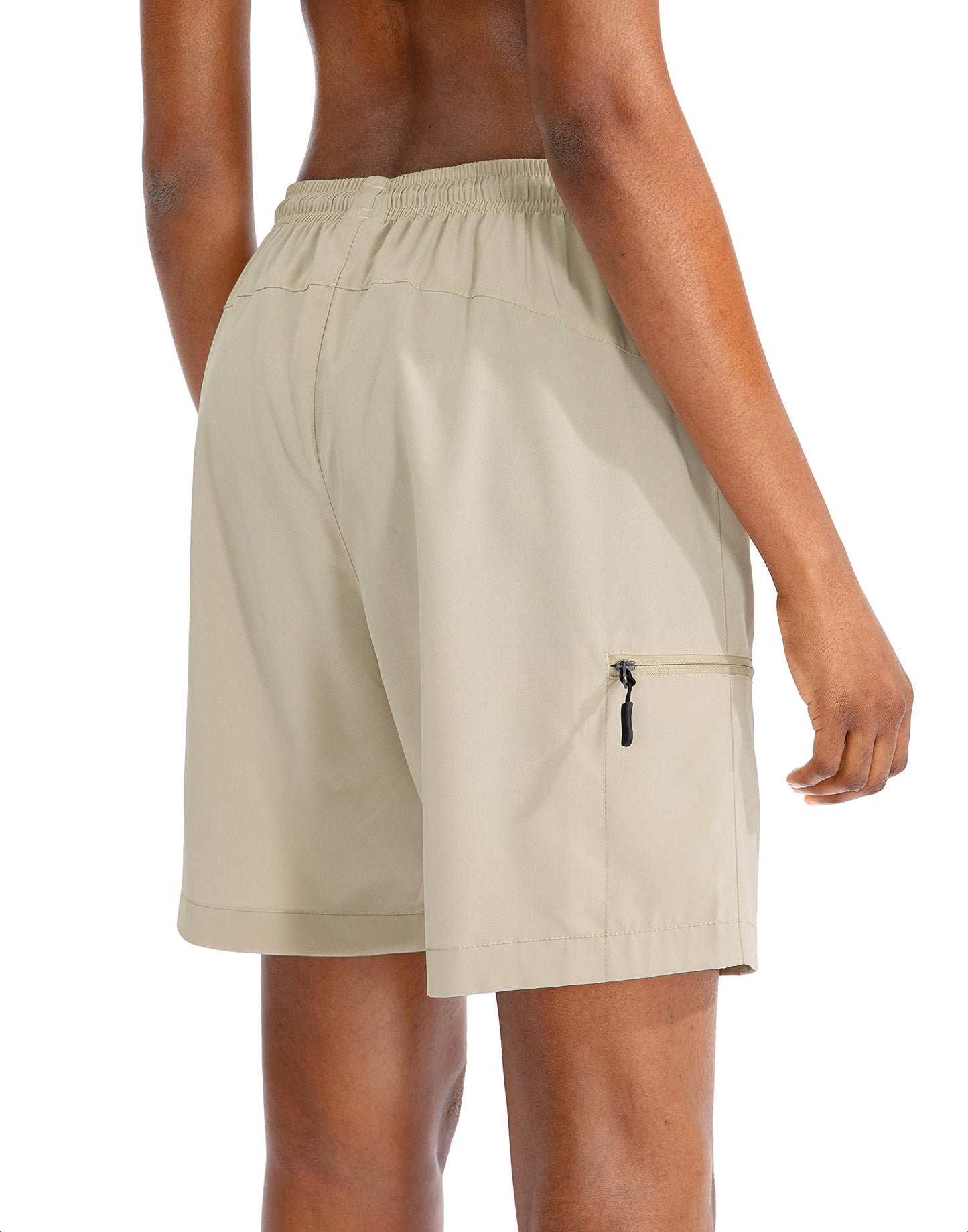 SANTINY Women's 5''/ 7''/9'' Hiking Cargo Shorts Quick Dry Lightweight Summer Shorts for Women Athletic Golf Zipper Pockets(Khaki_XXL)