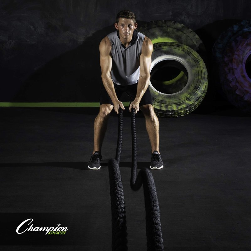 Champion Sports RPT1530 Heavy Training Rope: Rhino Poly Strength & Conditioning Heavy Gym Battle Ropes - Cardio, Cross Training, Weight Training & Crossfit - 1.5" x 30'