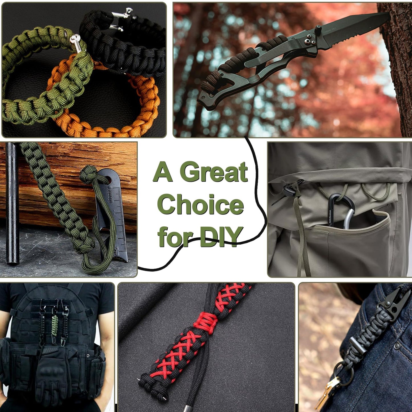 VITALUXE Paracord 550, 4mm, 7 Triple Strands, 200FT, Black