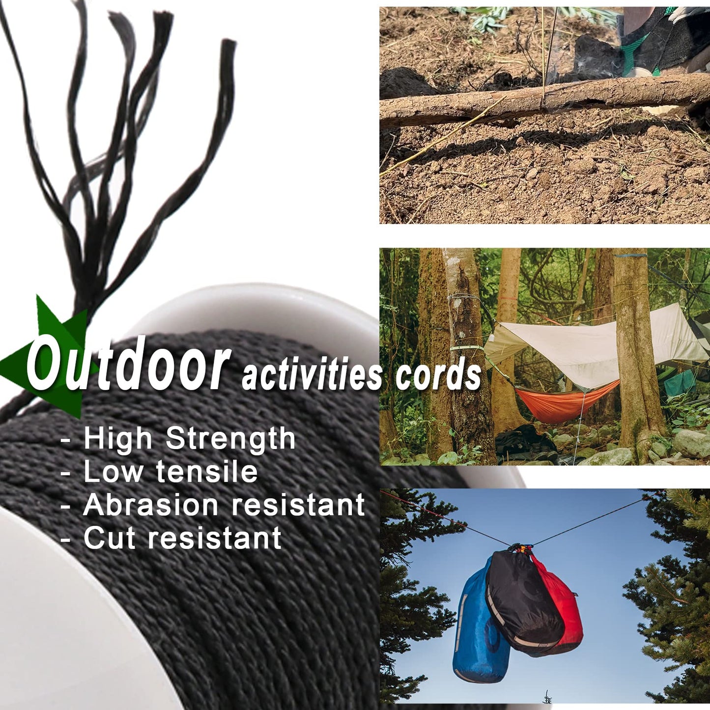 9KM DWLIFE Black Kevlar Cord, High Tensile Strength, Flame Resistant, Braided Fishing Line, Wind Chime String, Kite Line, Camping, Model Rocket, Outdoor Survival Strong String (200lb 1.1mm 100Ft)