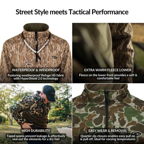Drake Waterfowl 1/4 Zip Refuge Eqwader Drake Old School Green Small