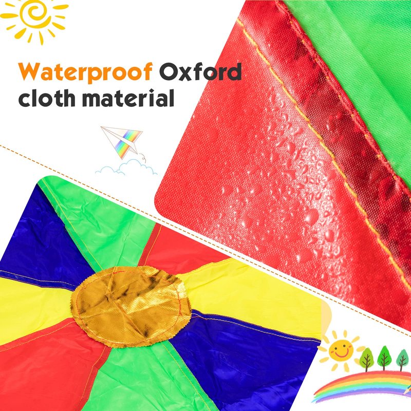 Wettarn Parachute 6/12/16/20/23/30 ft for Kids with Handles and Plastic Balls Rainbow Parachute Toy Tent Game for Kids Cooperative Games and Outdoor Playground Activities(12 ft)