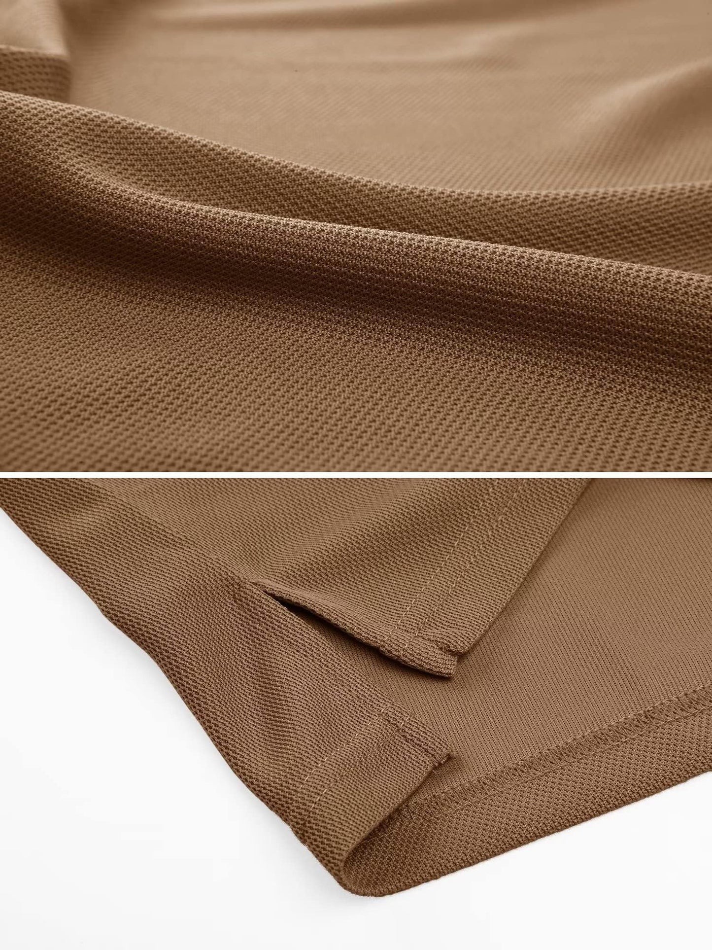 MAGCOMSEN Mens Polo Shirts Short Sleeve Golf Work Casual Quick Dry Breathable Summer Shirt Brown L