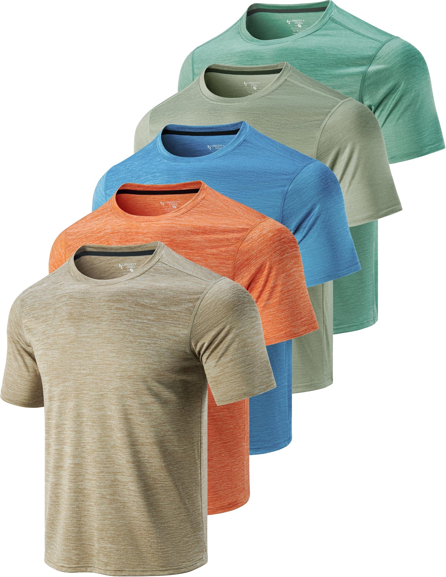 5 Pack Men’s Active Quick Dry Crew Neck T Shirts | Athletic Running Gym Workout Short Sleeve Tee Tops Bulk (Set 10, 4X-Large)