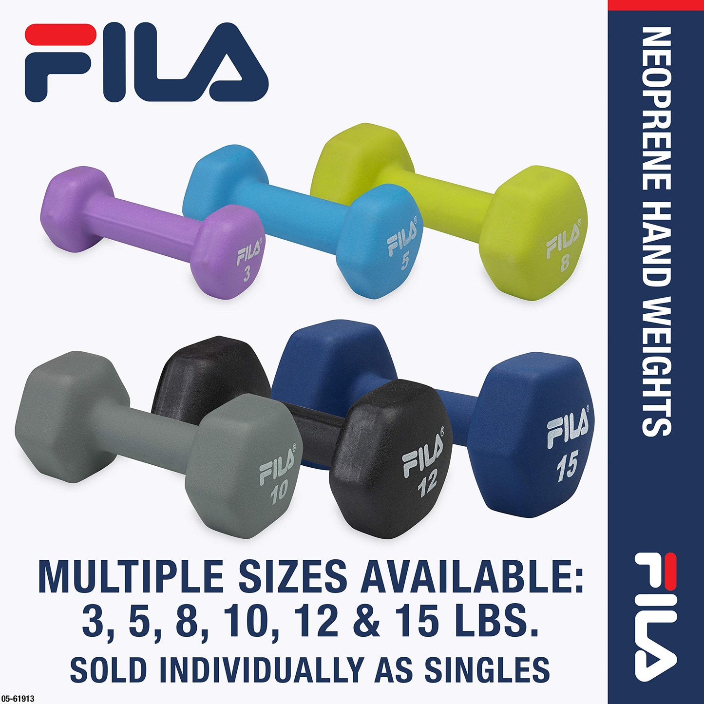 FILA Accessories Hand Weights for Women & Men - 8 lb Dumbbell Neoprene Covered for Workout, Exercise & Fitness (Sold as Single 8 Pound Dumbbell)