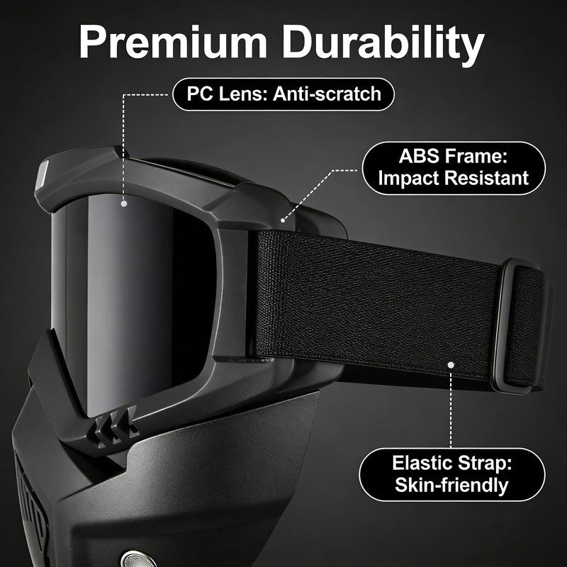 Paintball Mask Anti Fog, Full Face Tactical Mask Goggles Detachable for Motorcycle Cycling Skiing Halloween CS Game Cosplay (Black)