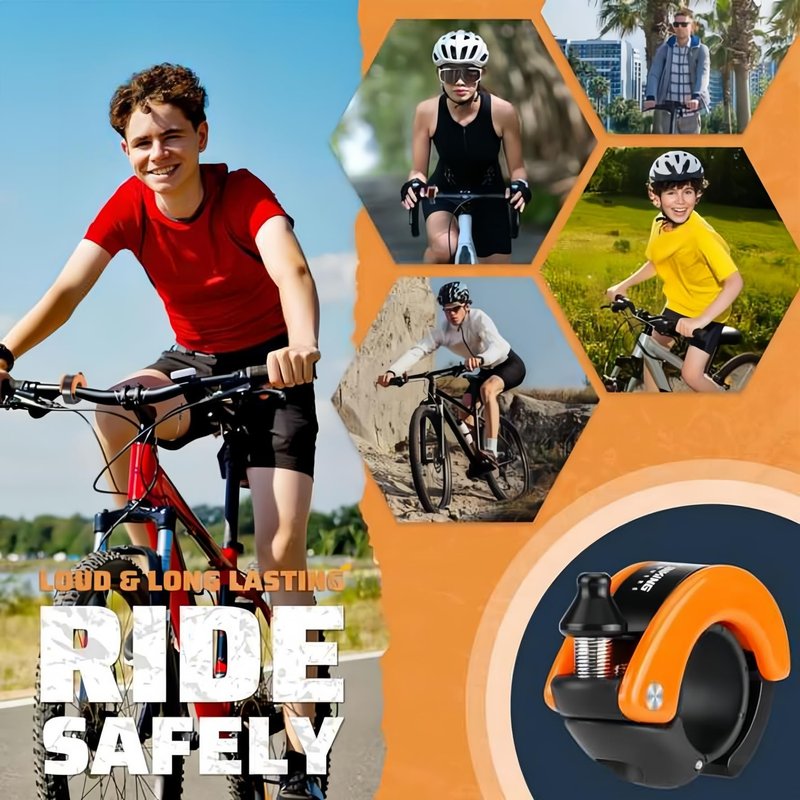 Bike Bell Hidden Conch Bicycle MTB Bells Max 100db Clear Long Sound (Orange)