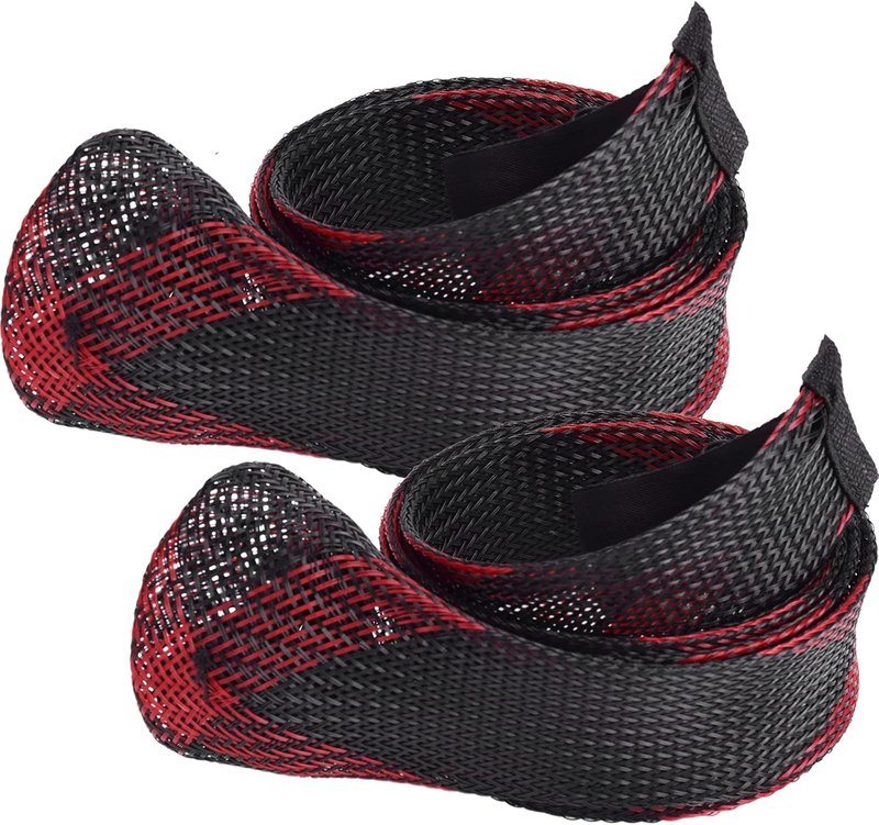 Fly Rod Cover - Braided Mesh Protector Sleeve for Single-Handed Rods | Red-Black, 2PCS