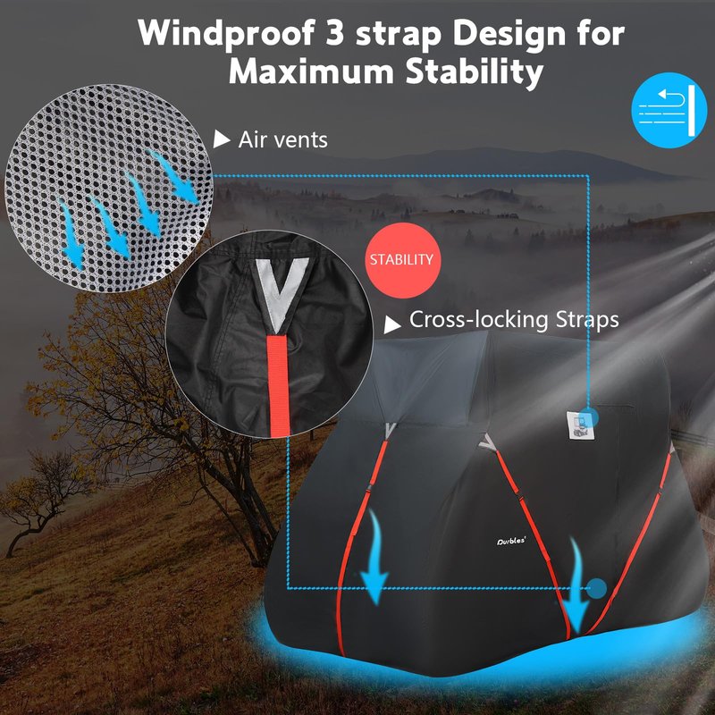 Durbles Golf Cart Cover, Waterproof 420D Oxford Fabric, Windproof 3-Strap Design, Universal Fit with Reflective Strips (Fit for 2 Seat M- Size 95”L x 48”W x 66”H)