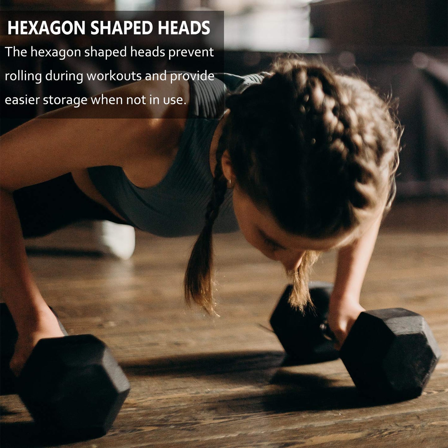 Hex Rubber Encased Dumbbells Set of 2 With Metal Handle for Exercise and Fitness (8 lb, Pair)